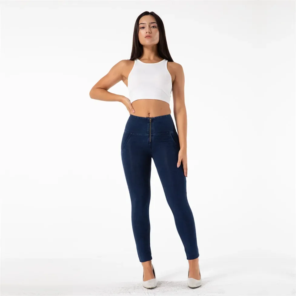 Shascullfites Jeans Damen Jeans Hohe Taille Blau Skinny Jeggings Stretch Für Mädchen Leggins Mujer Push Up – Detail 2