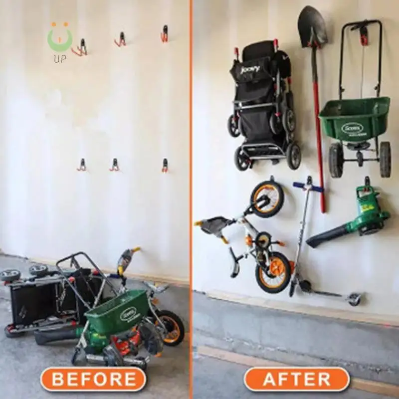 1pc Heavy Duty Metal Hook Garage Organizer Wall Mount Bicycle Hanger Hooks Wall Mount Anti-slip Storage Hook Garage Storage Tool