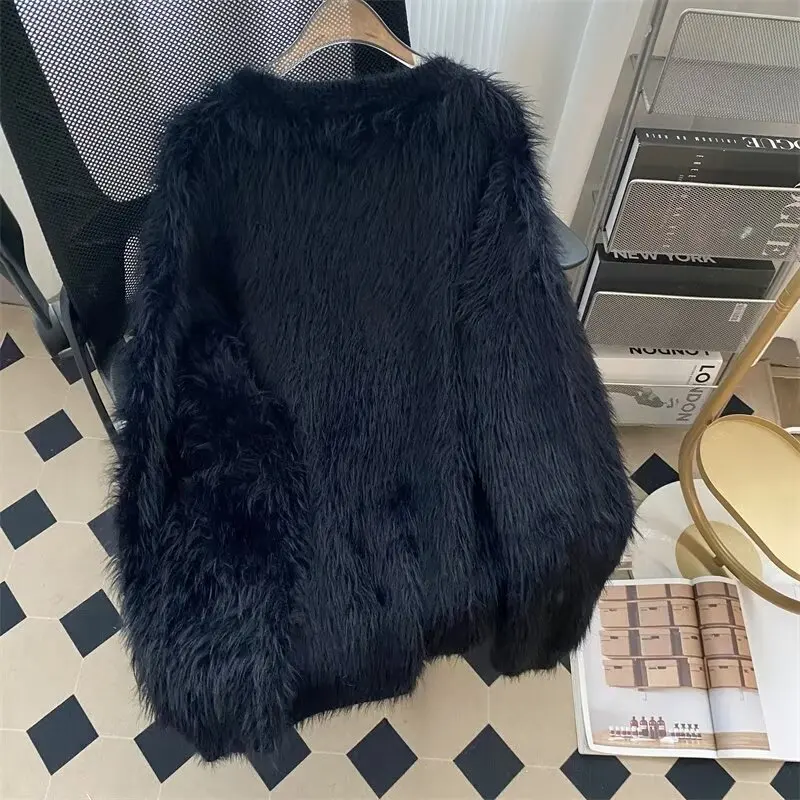 

Loose Fit Men's Knitwear round Ne Sweater Large Size 300 Pou Color Simple Fre Sle Winter Faion Korean Version