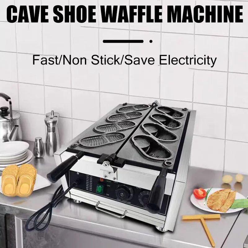 Electric Shoes Shape Waffle Maker 3000W 4-Hole Shoes Shape Waffle Bread Machine Waffle Iron Funny Snack Equipment
