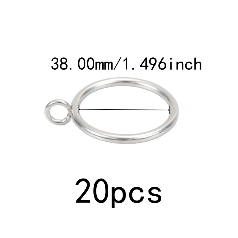 20 pcs 38mm Eyelet Curtain Hangers, Home Fabric Hanging, Rust Resistant Finish, Easy Install Simple Hang, Silver