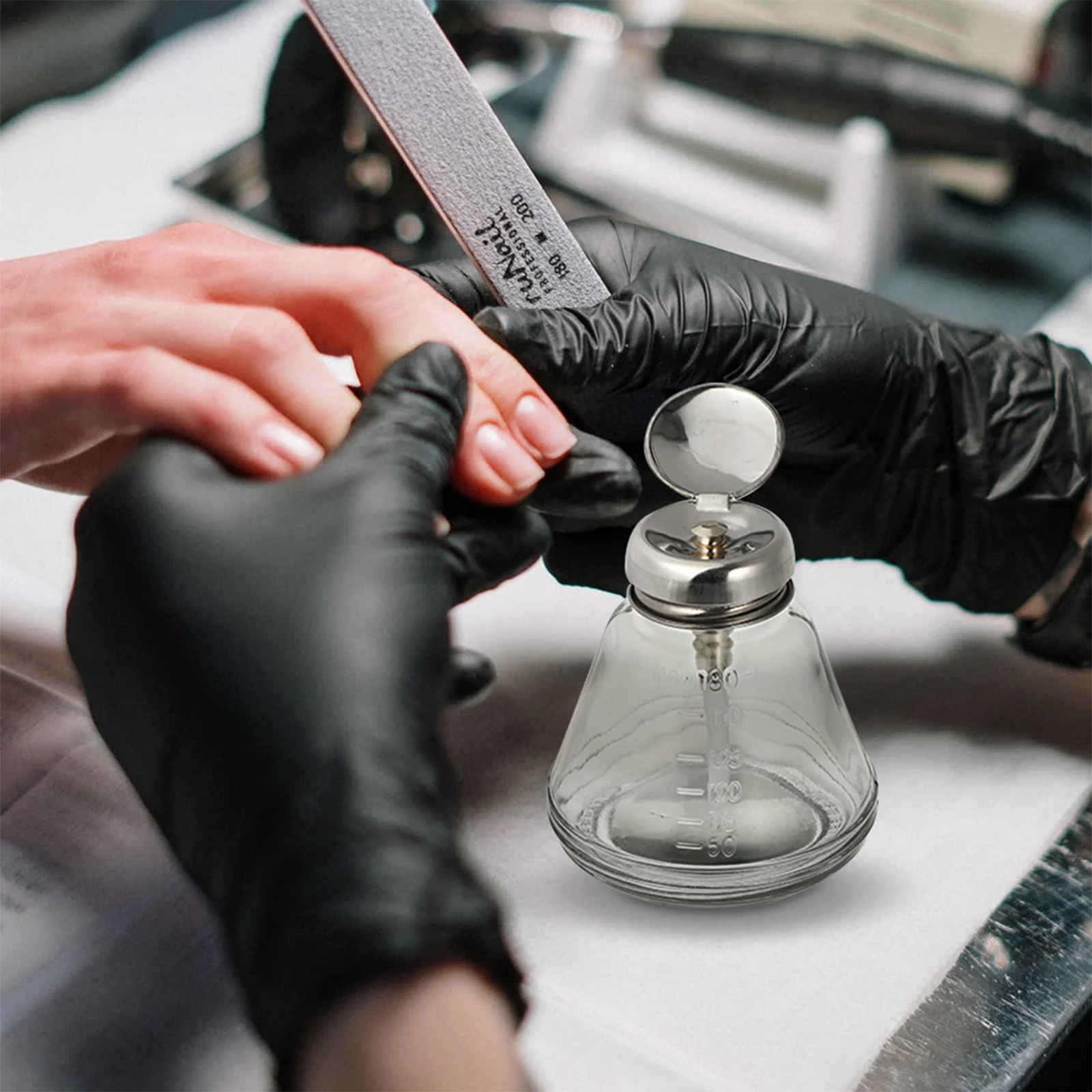 Butelka na płyn do zmywania lakieru do paznokci, duża pojemność, pusta szklana butelka z pompką, dozownik, płyn do czyszczenia paznokci, butelka do przechowywania, puste butelki z pompką.