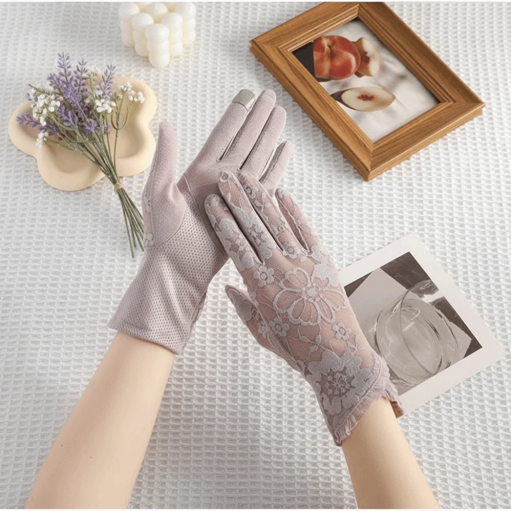 Fashion Thin Sunscreen Gloves Anti-Slip Breathable Car Driving Mittens Sun Protection Touch Screen Gloves Outdoor