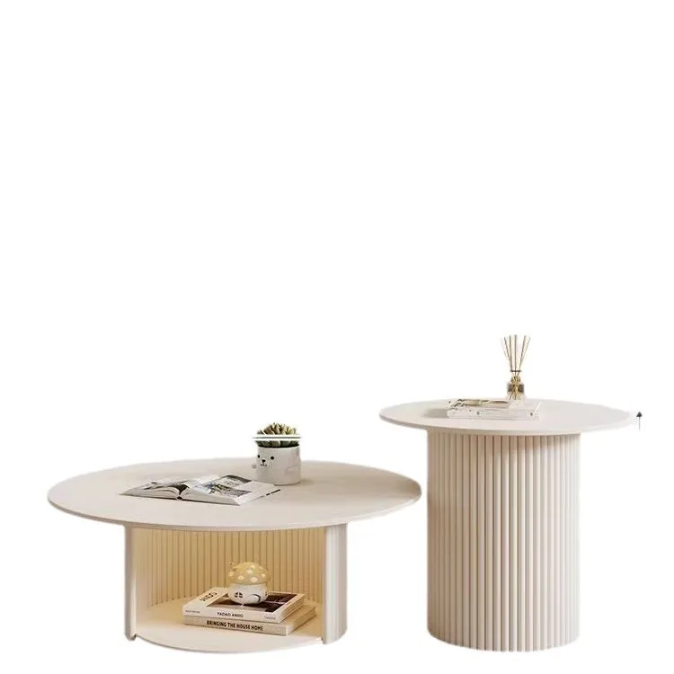 

French cream style coffee table combination cat nest storage coffee table solid wood oval small coffee table minimalist small ap