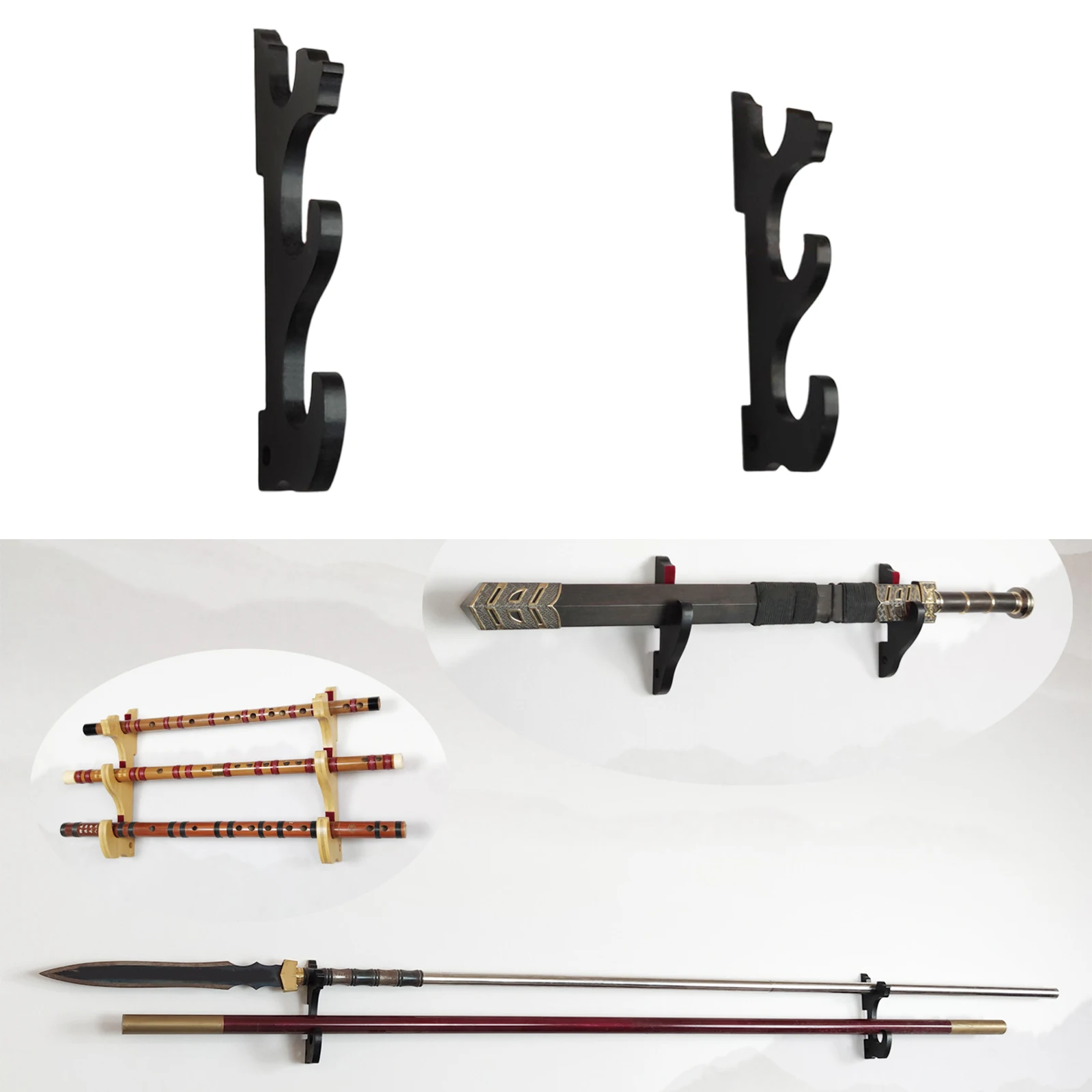 Wall Mount 3 Tier Sword Stand Density Fiberboard Without Hardware Decoration Support Accessories Base Rack for Samurai Sword