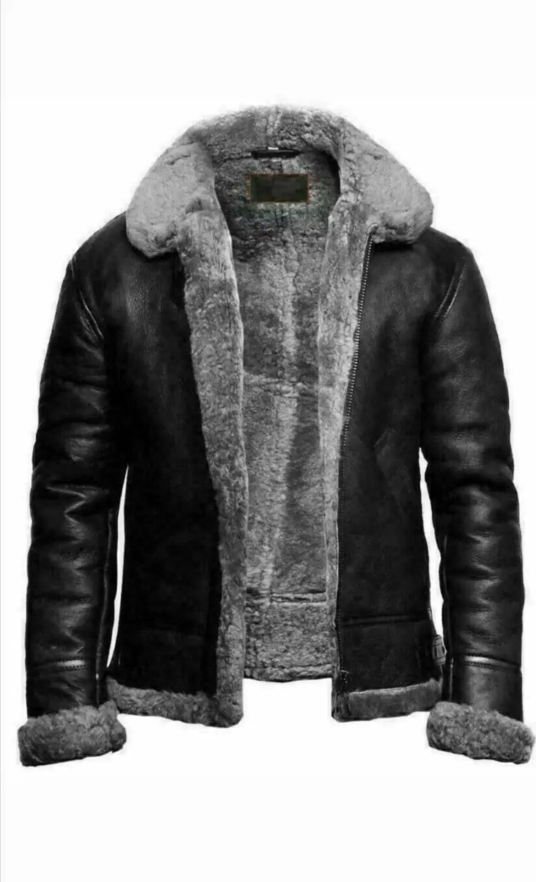 

2026 new in stock men's fashion commuting faux fur fur integrated long sleeved coat leather jacket