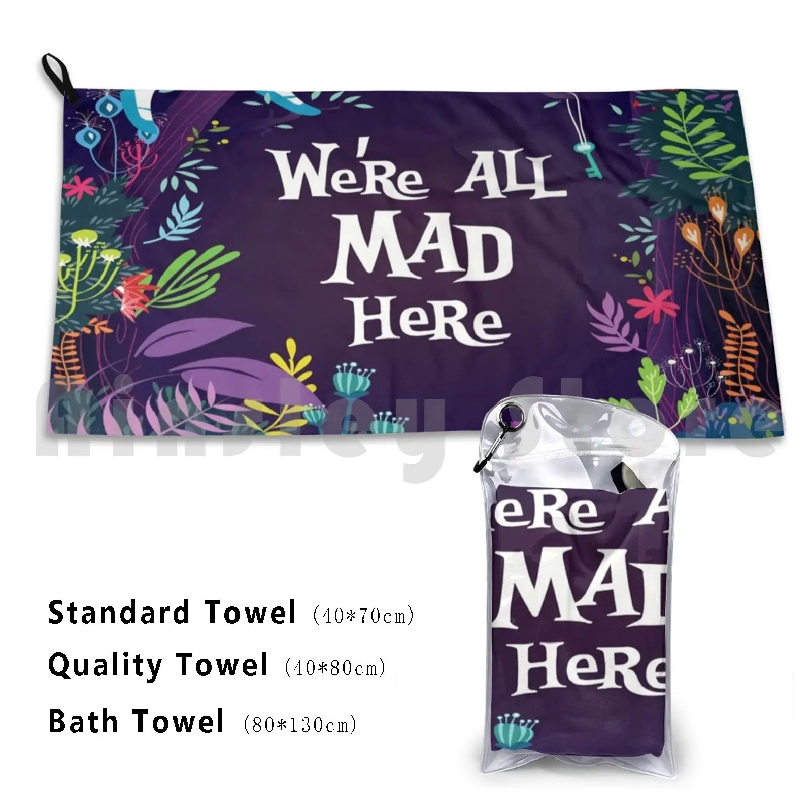 We're All Mad Here Custom Towel Bath Towel Netflix Chill Movies Red Orange Yellow Green Blue Purple Pink