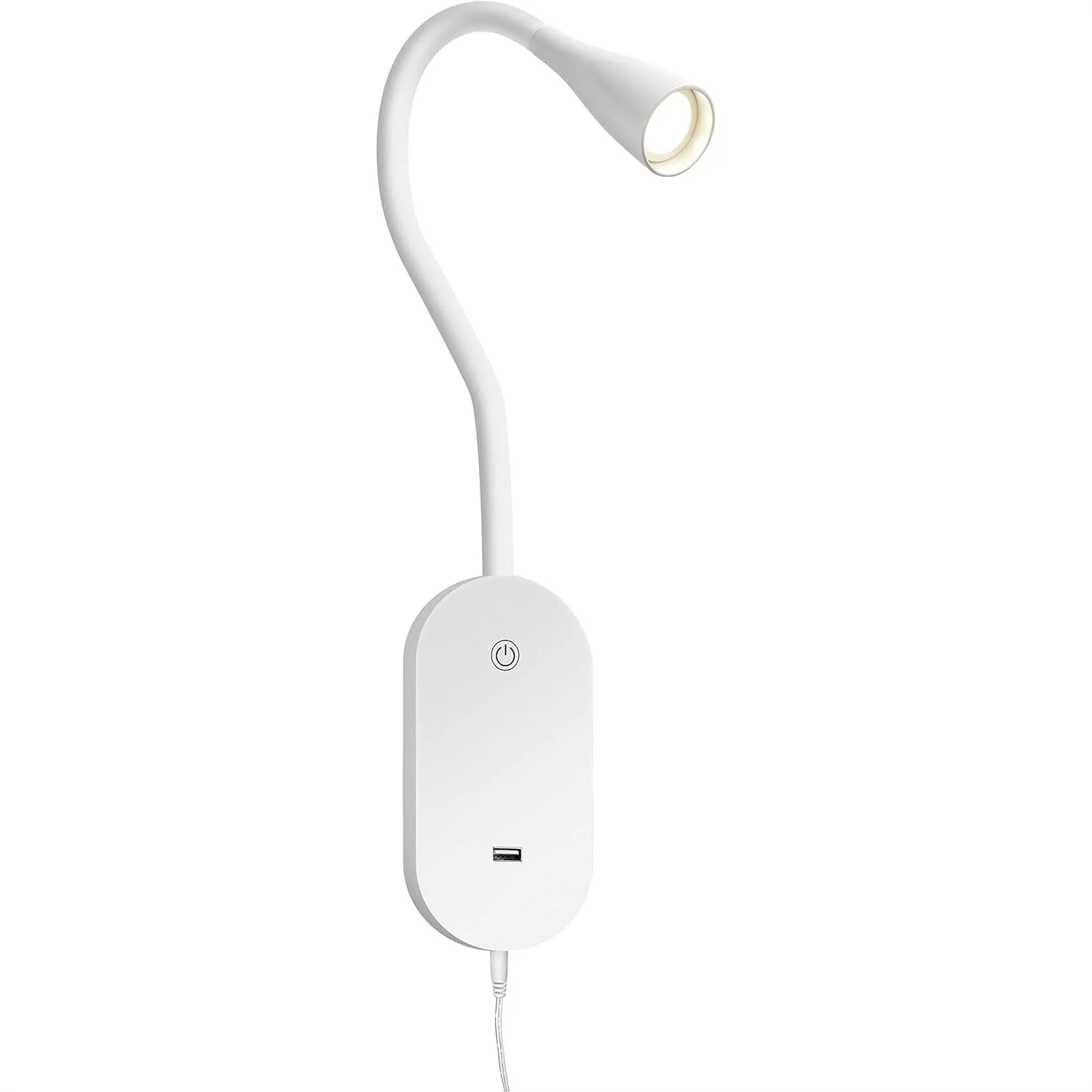 

LED Wall Mount Reading Light for Bed, Touch Control Book Light with USB Output, 5 Brightness Levels, 4000K Flexible Head Reading