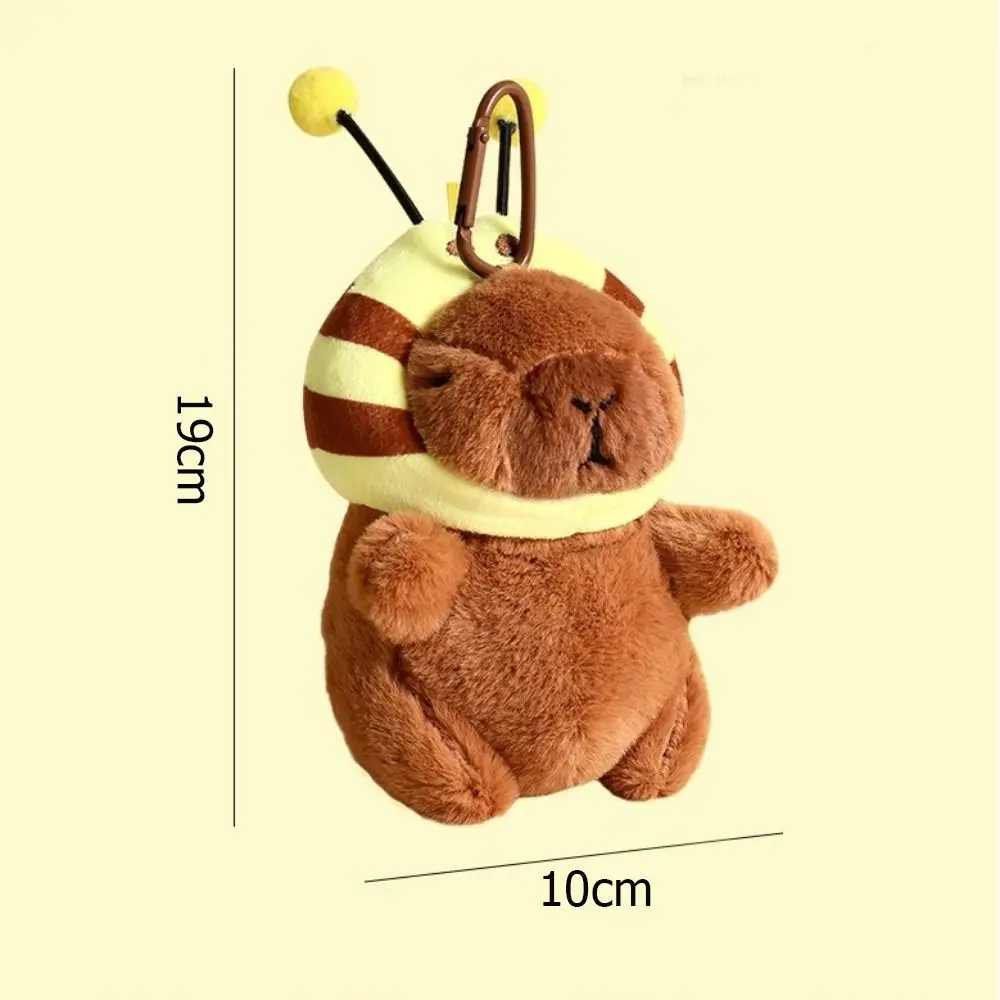 New Plush Capybara Keychain Stuffed Animals Bee Capybara Backpack Pendant Soft Plush with Drawstring Capibara Pendant