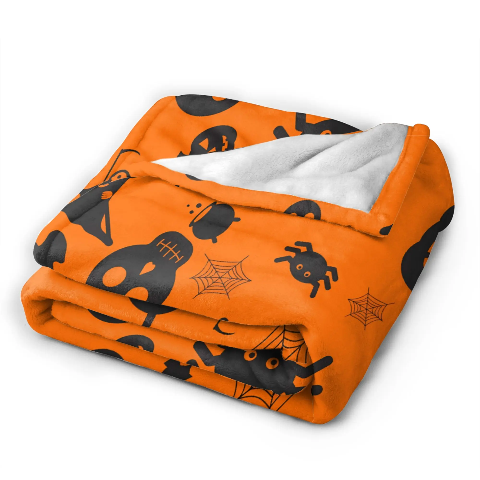 Halloween Ghost Bat Print Plush Blanket Boy Girl  Flannel Bedding Throws For Couch Chair Sofa Bed Warm Quality Bedspread Gift