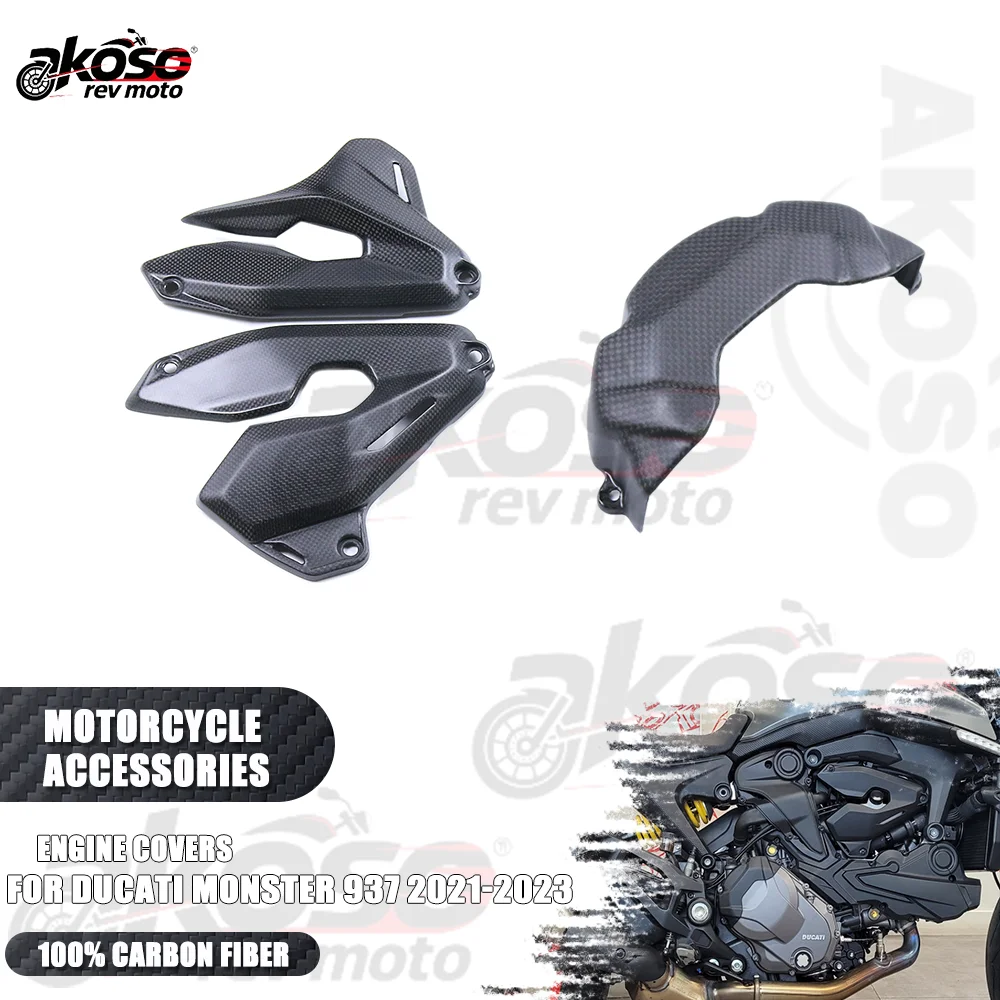 أغطية المحرك حامي ل دوكاتي مونستر 937 2021-2023 تعديل ألياف الكربون محرك كام الهدايا المجمعة دراجة نارية الملحقات #1