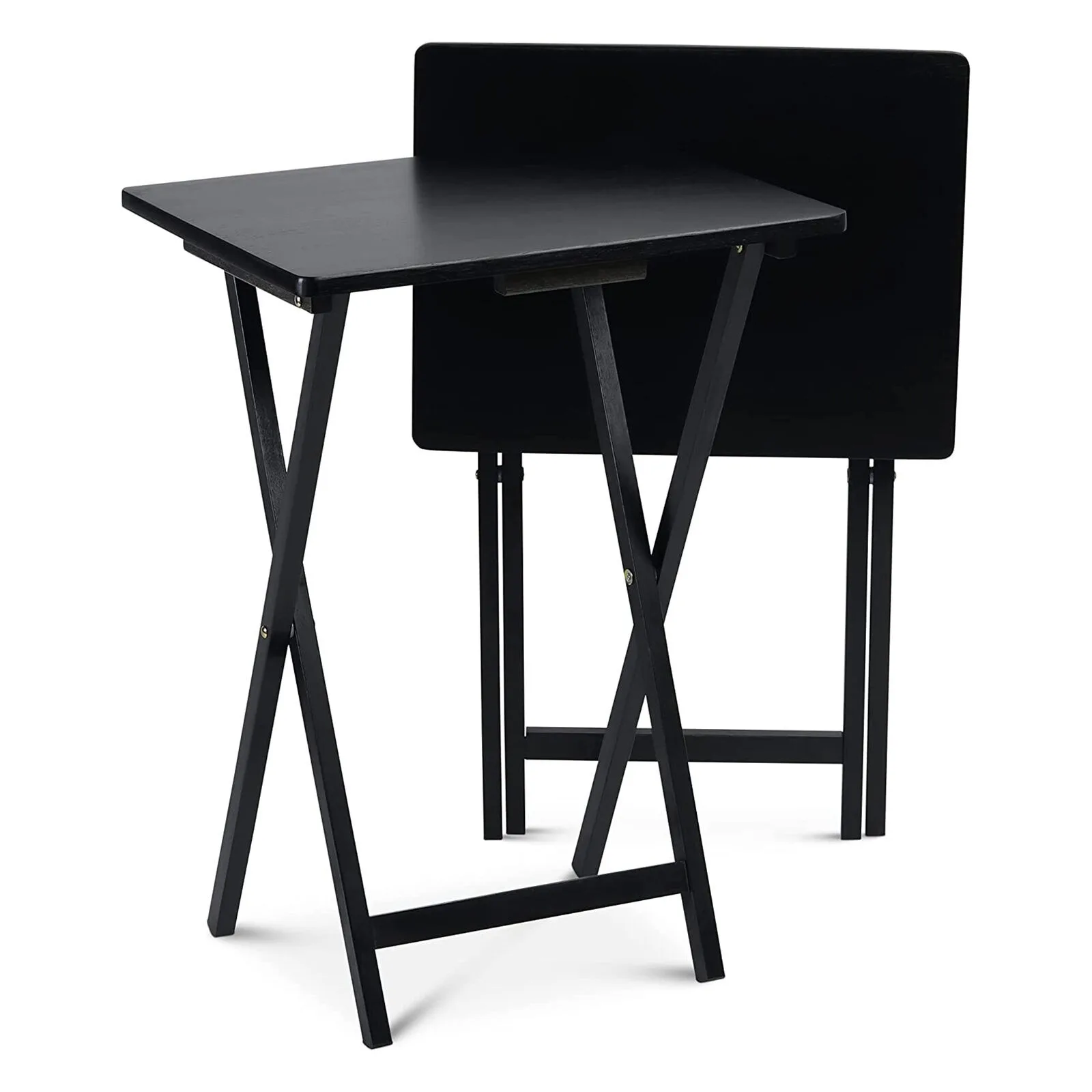 

Folding TV Tray Tables with Compact Storage Rack, Black, 2 Piece Set United States