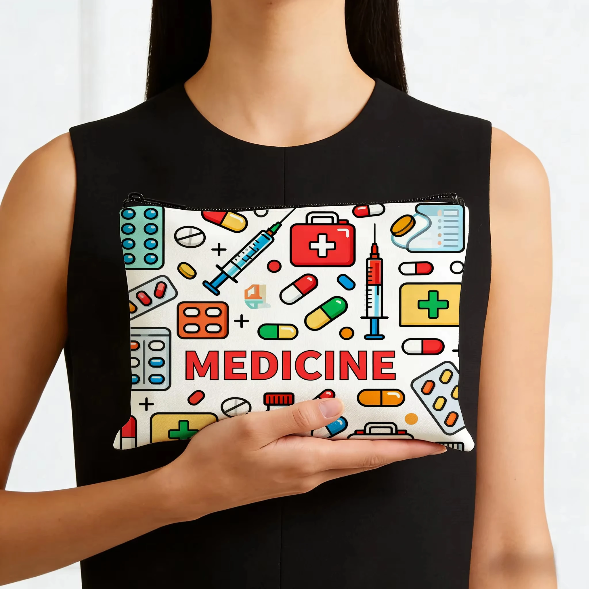 

1PC Pharmaceutical Themed Cosmetics Travel Bag, Pill Pattern Storage Bag, Suitable for Women and Healthcare Professionals