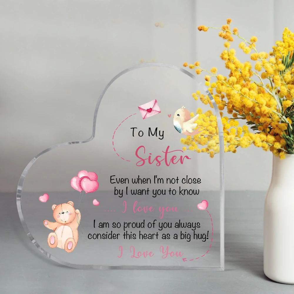 أختي تسجيل الصداقة تذكار الاكريليك الدب أفضل صديق على الإطلاق تسجيل للنساء شقيقة Besties BFF عيد ميلاد هدية الكريسماس مكتب #3