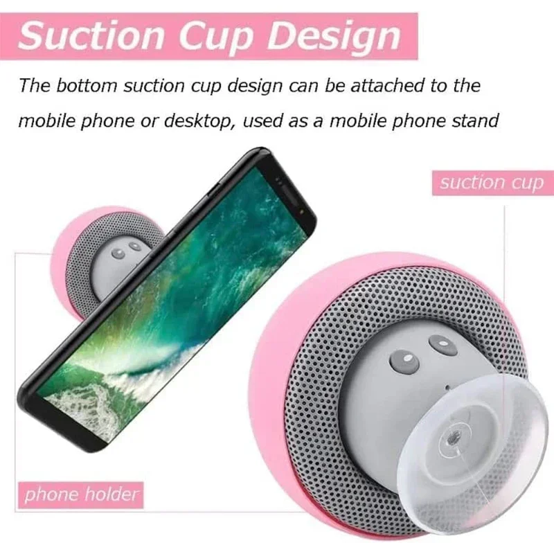 Mini Portable Bluetooth Speaker Powerful Suction-Cup Built-in Microphone Bluetooth Speaker for Phone Shower Gift 5.0 Connection