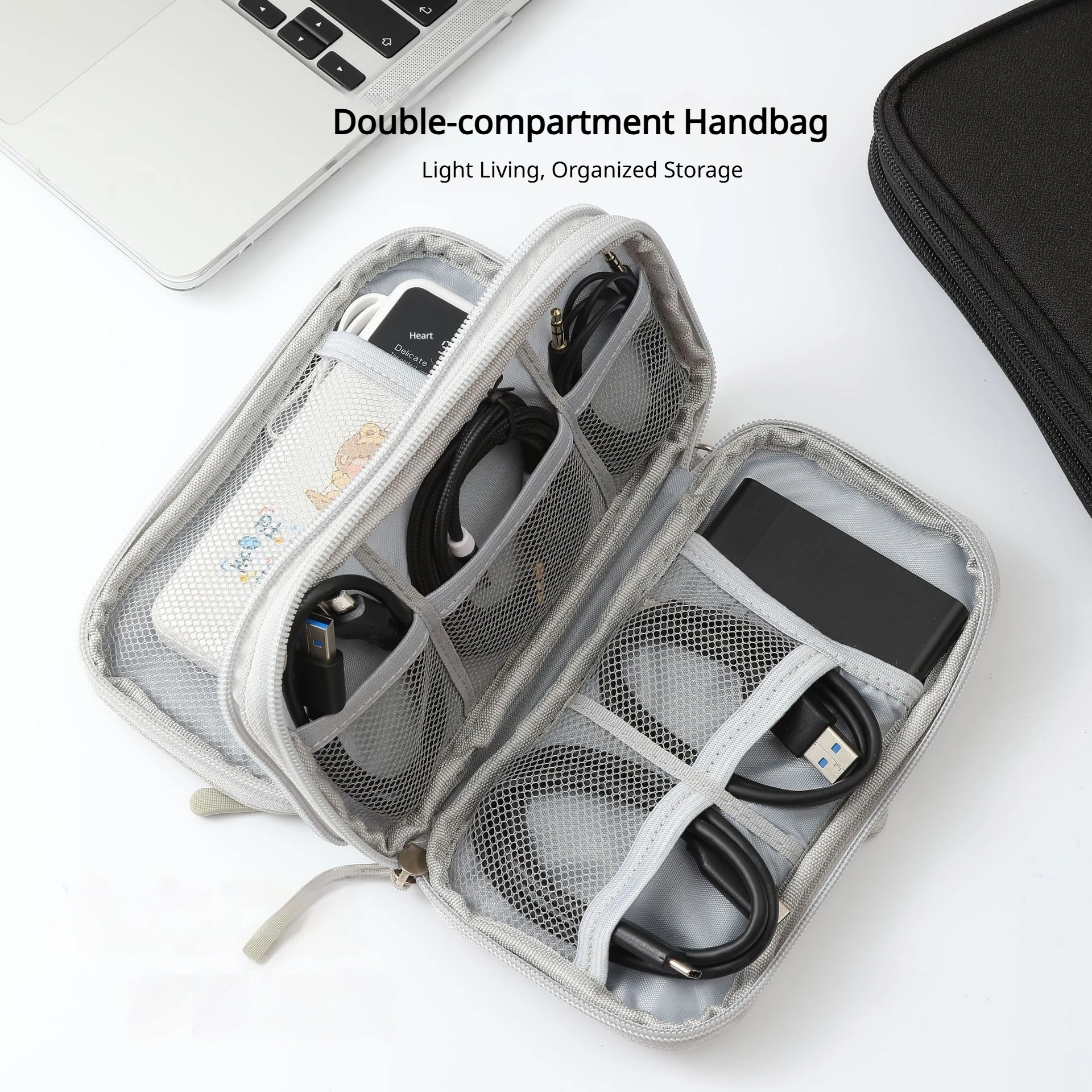 Sac de rangement électronique multi-couches anti-poussière, organiseur portable pour batterie externe, disque dur, clé USB, écouteurs et câbles