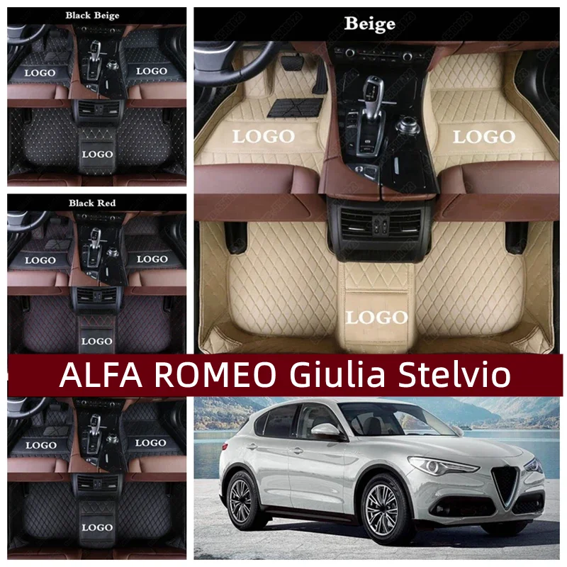 

Leather Custom Car Floor Mats for ALFA ROMEO Giulia Stelvio Personalized Best All Weather Cars Foot Mat Automotive Carpet Cover