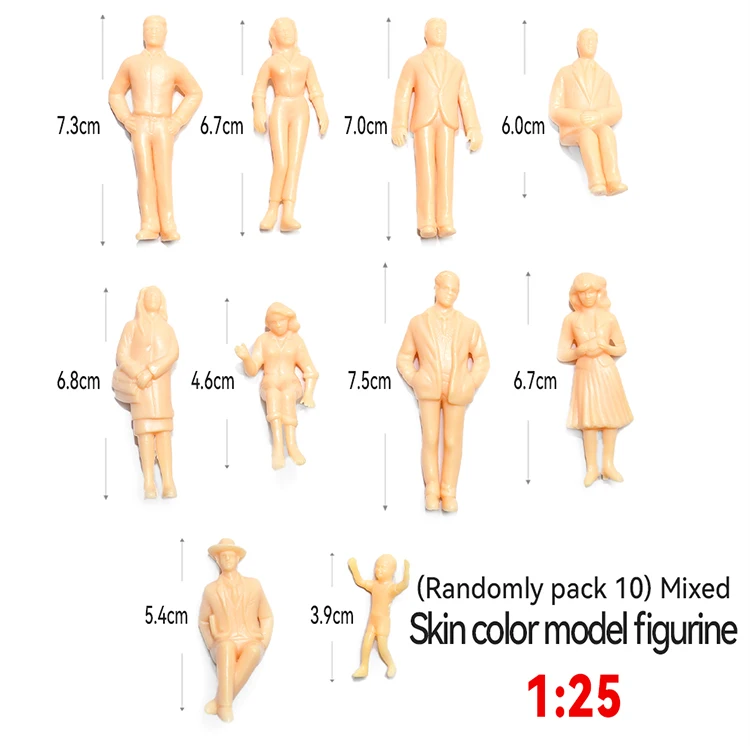 10 Stück Sandtisch-Baumodell 1:30-200 DIY Handgefertigte Hautfarbene Kleine Person Simulationsfigur Mini-Puppe – Detail 8