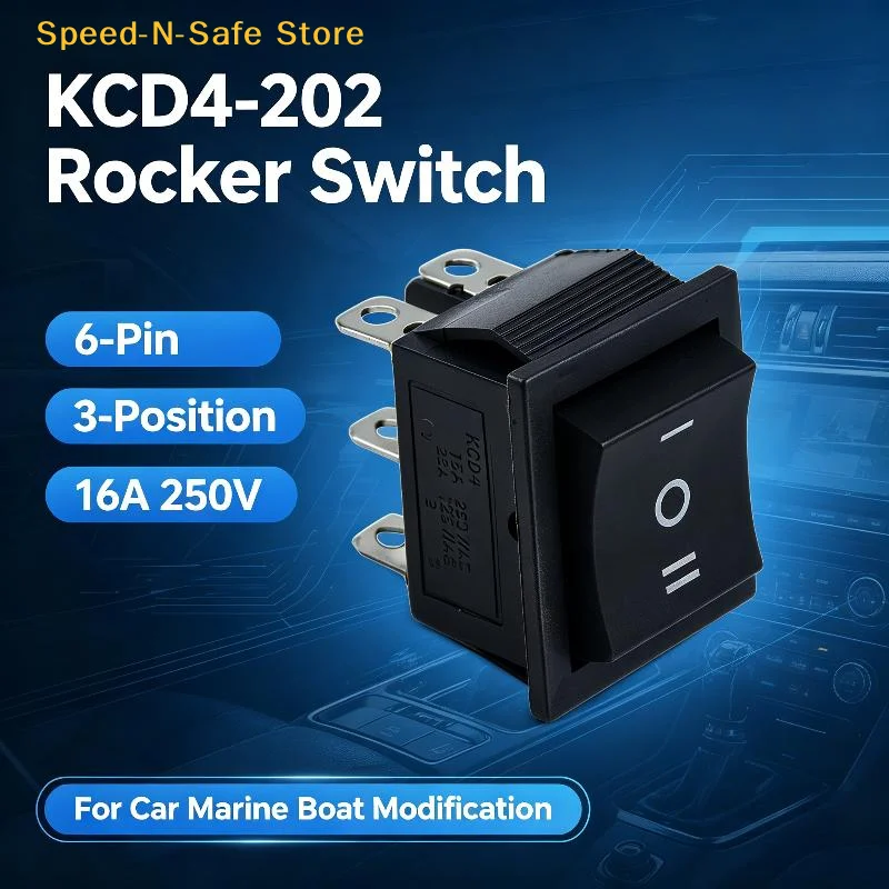KCD4 Heavy Duty Rocker Switch 16A 250V 6 Pin 3 Position ON OFF ON for RV Electrical System Upgrade