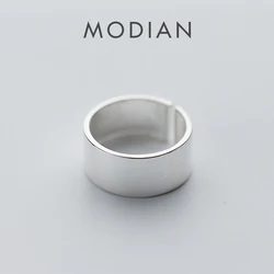 Modian Classic Authentic 925 Sterling Silver Frosted Punk Wide Ring for Women Free Size Ring Hiphop Style Fine Jewelry 2025 New
