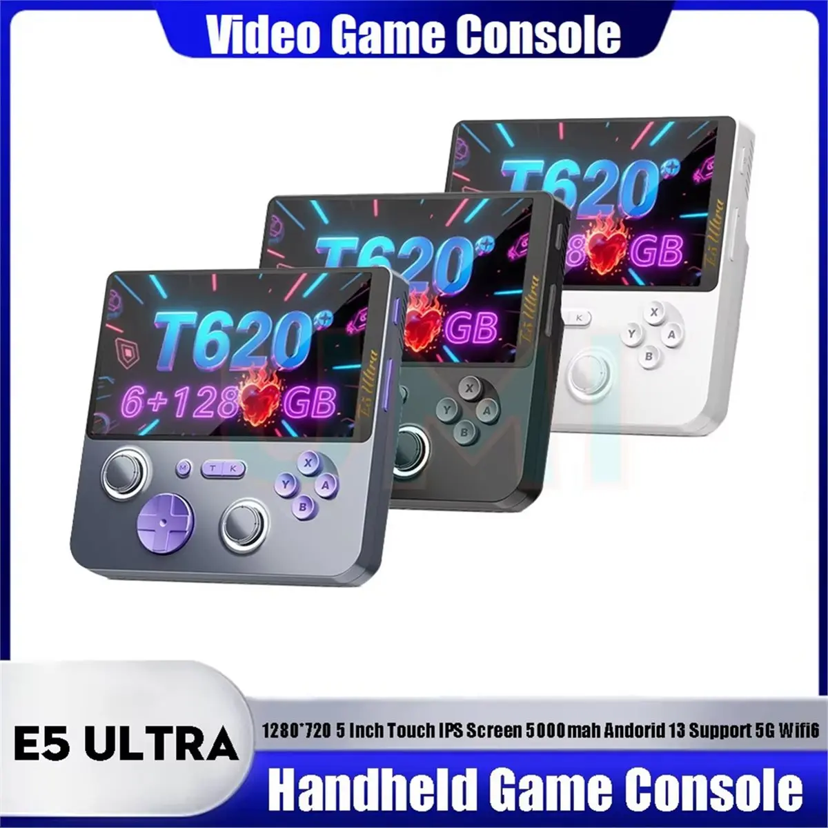 Promotion E5 Ultra Handheld Video Game Console 5inch IPS Touch Screen Hall-Effect Joystick Android Portable Game Console A