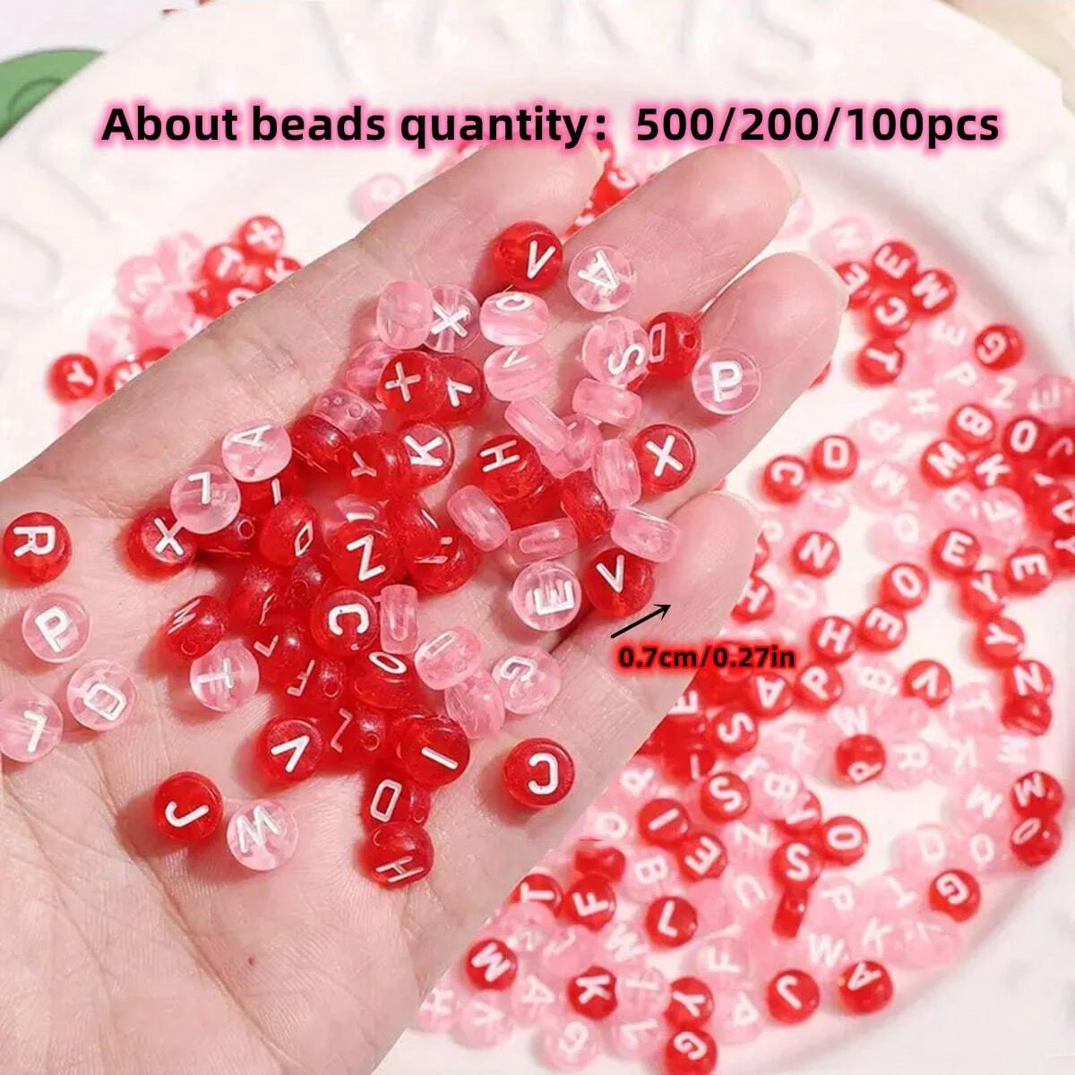 500/200/100pcs 7mm Random Style Pink, Valentine's Day Colors, For Necklace Bracelet Jewelry Production, Beads & Bead Assortments