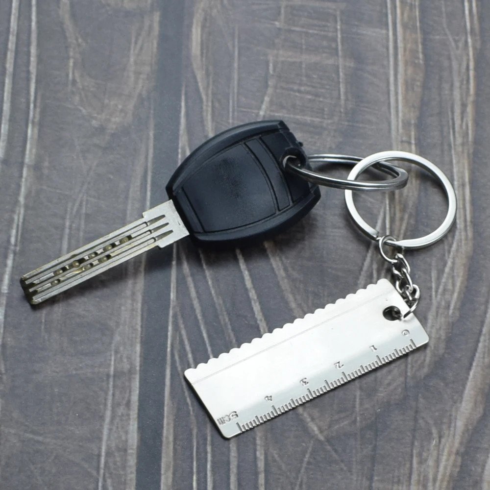 1pc Portable Mini Metal Ruler 5cm Scale with Key Pendant Measuring Tools