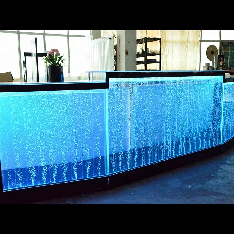 custom，New design modern glowing light up aquarium fish bar counter