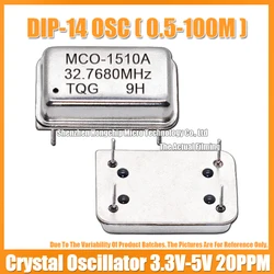 (2PCS) DIP-14 32.768M 32.768MHZ Rectangular Full Size Active Crystal Oscillator 3.3V-5V-Compatible 15PF 20PPM