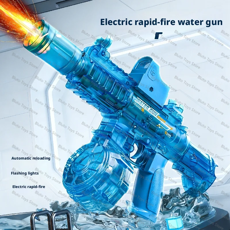 

Electric Automatic Water Gun M416 High Pressure Toy Blaster Powerful Long Range Water Soaker Toy Gun with Large Drum Magazine
