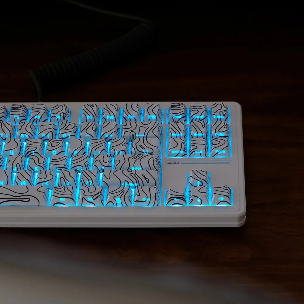 White Contour Keycap Side Engraved Transparent Keycap PBT Original Height Thermal Sublimation Mechanical Keyboard Cap
