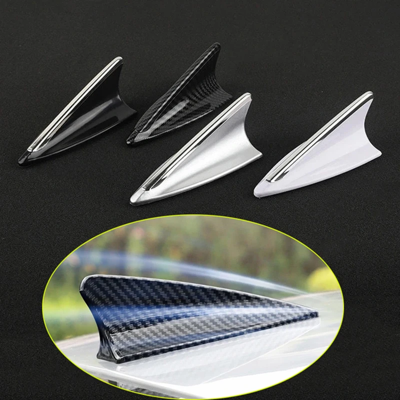 Universal Carbon Fiber Look Car Roof Top Mount Shark Fin Aerial Antenna Toppers Auto Radio AM FM Antenna Signal Amplifier Aerial