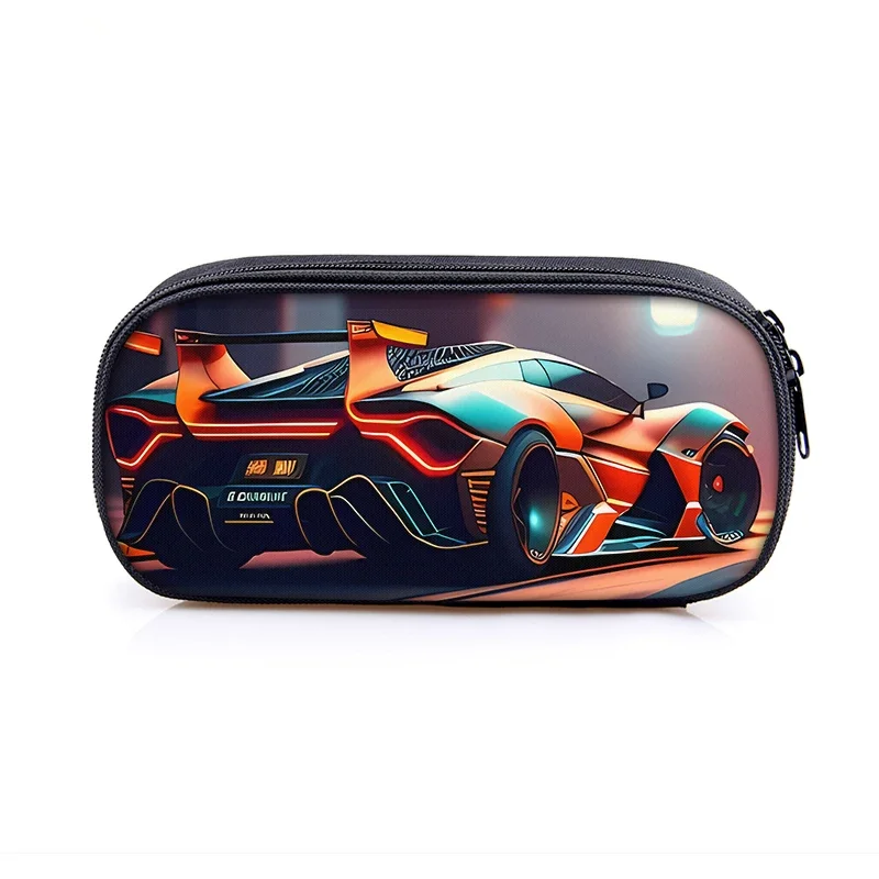 Cool Racing Car Motorbike Print Cosmetic Case Pencil Bag Punk Motorcycle Storage Stationary Bag Pencil Box School Supplies Gift