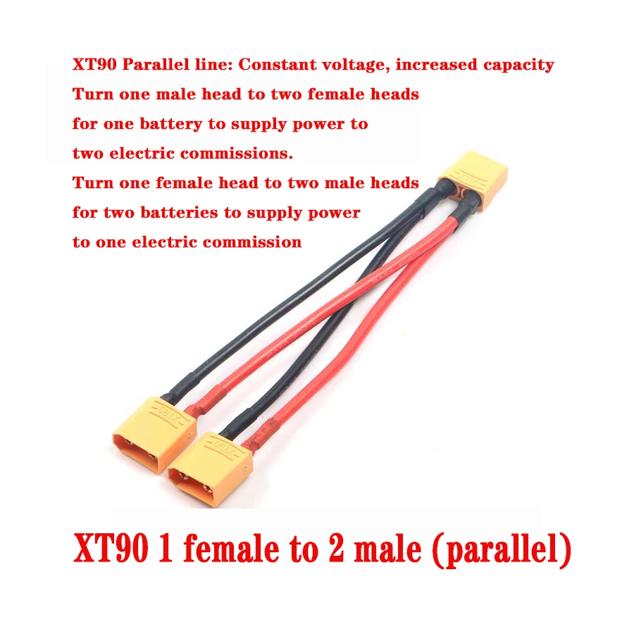 XT60 XT90 Mannelijke/Vrouwelijke Kabel Parallelle Batterijconnector 3-weg 14AWG Siliconen Draad Dubbele Verlengkabel Y-splitter voor Lader Motor
