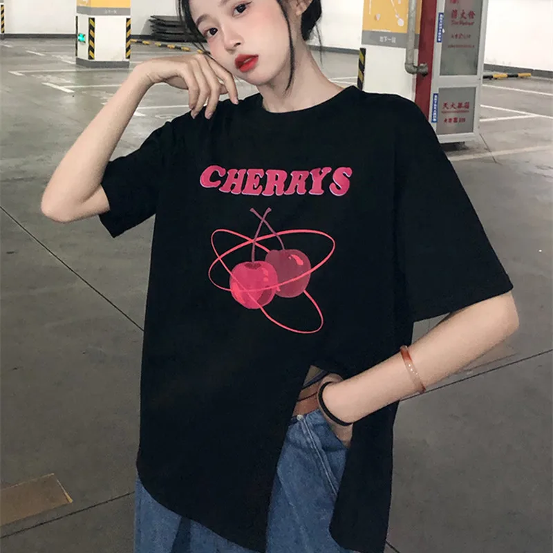 ort Sve تي شيرت نسائي لربيع وصيف جديد Faion فضفاض مناسب للطالبات ملابس غير رسمية متعددة الاستخدامات #1