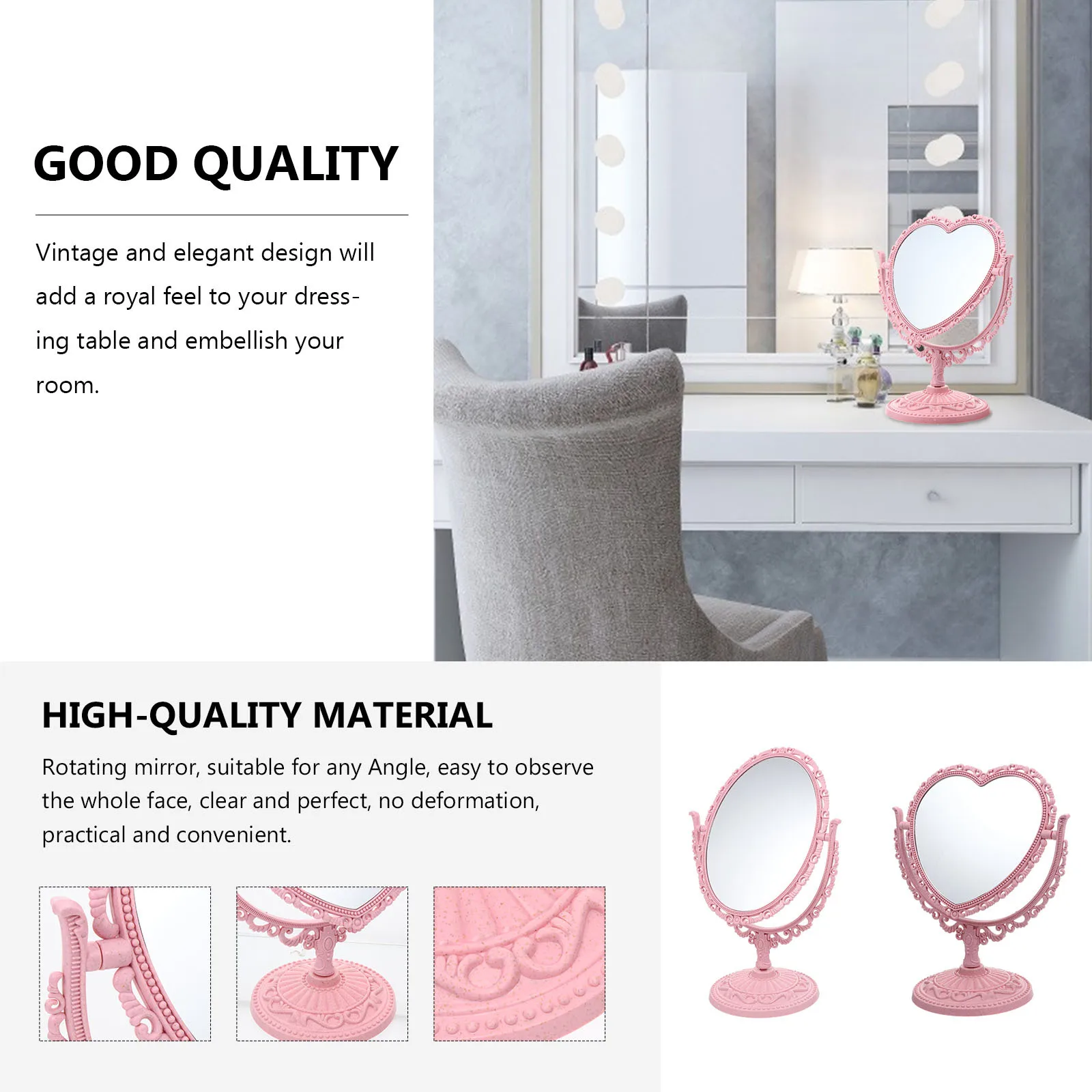 2 szt. Damskie lusterko do makijażu, szerokie zastosowanie, do codziennego użytku, wykwintne wykonanie, odporne na zarysowania, przenośne lusterko biurkowe.