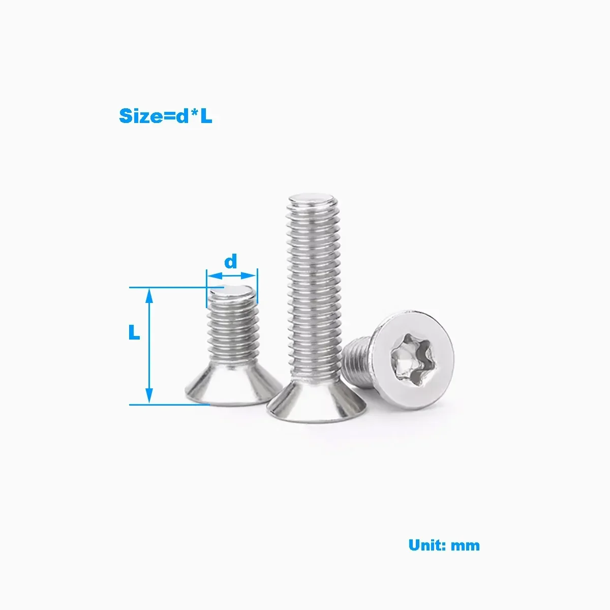 304 Stainless Steel Countersunk Internal Plum Blossom anti-maling sekrup/kepala datar Plum Blossom sekrup Screw