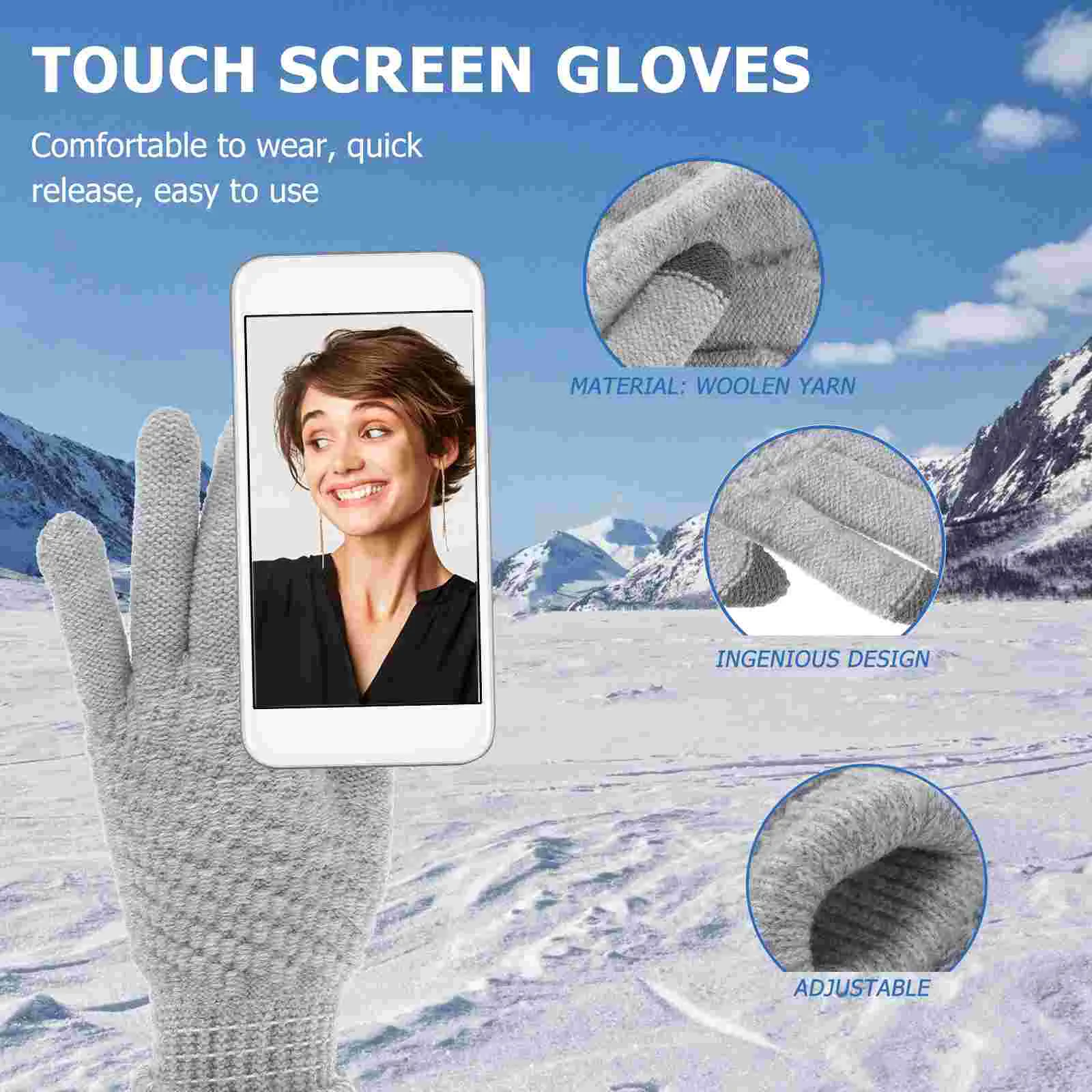 Handwarmer Handschoenen Rijden Mobiele telefoon Touchscreen Wollen gebreide wanten Paarse tablet