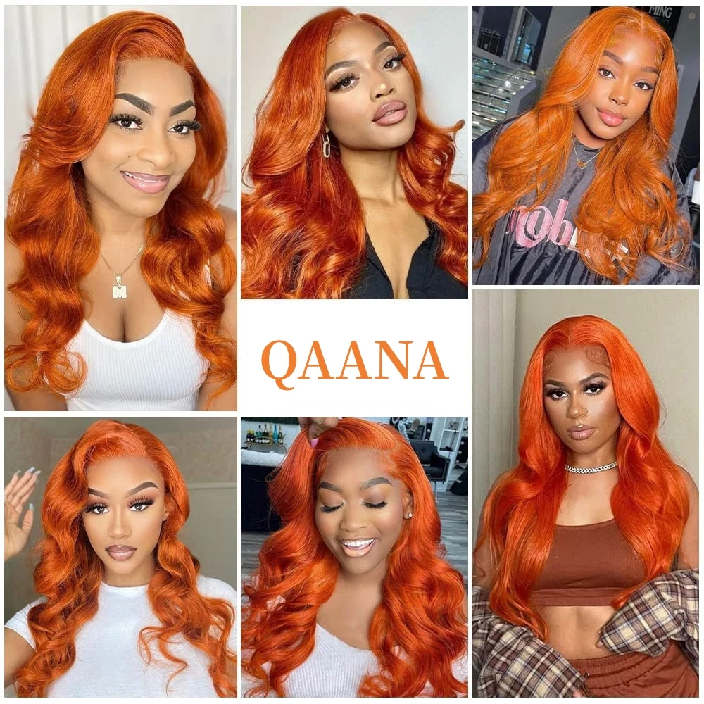 Orange Ginger Lace Frontal Wig 13x4 Lace Frontal Wig Colored Human Hair Wigs Lace Front Human Hair Wigs Pre Plucked 180% Denisty