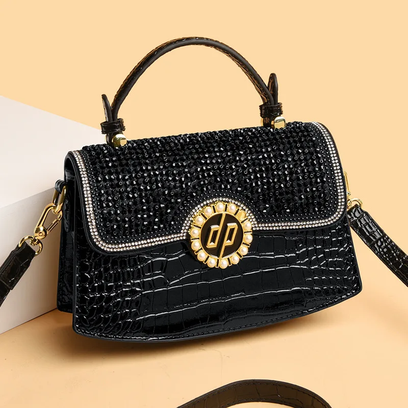 

2025 Rhinestone Alligator Bag - Glam Patent Leather Shoulder Purse, Trendy Women's Handbag & Crossbody Bag