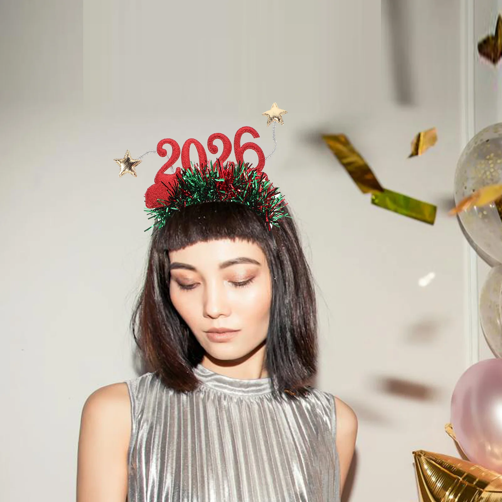 

4Pcs New Year Headband Set Stylish Sparkle Hair Hoops for Festive Gatherings Photo Shoots Nye Event Decor 2026