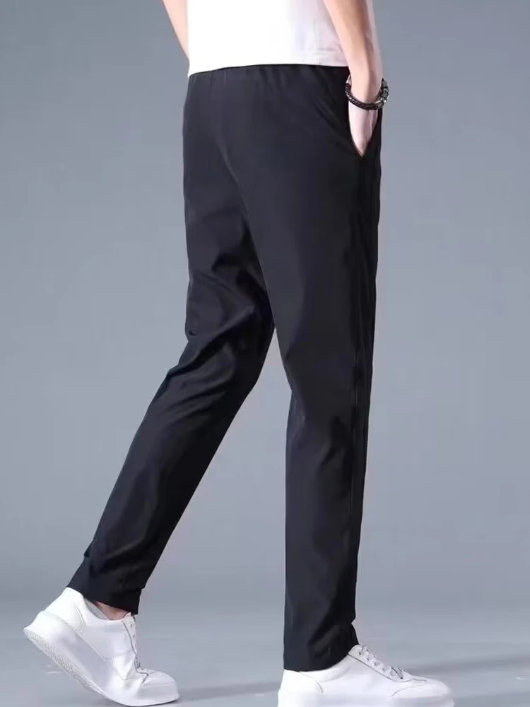 Pants for men's summer thin men's casual pants, non ironing straight leg men's pants, draped suit pants for men's ice silk