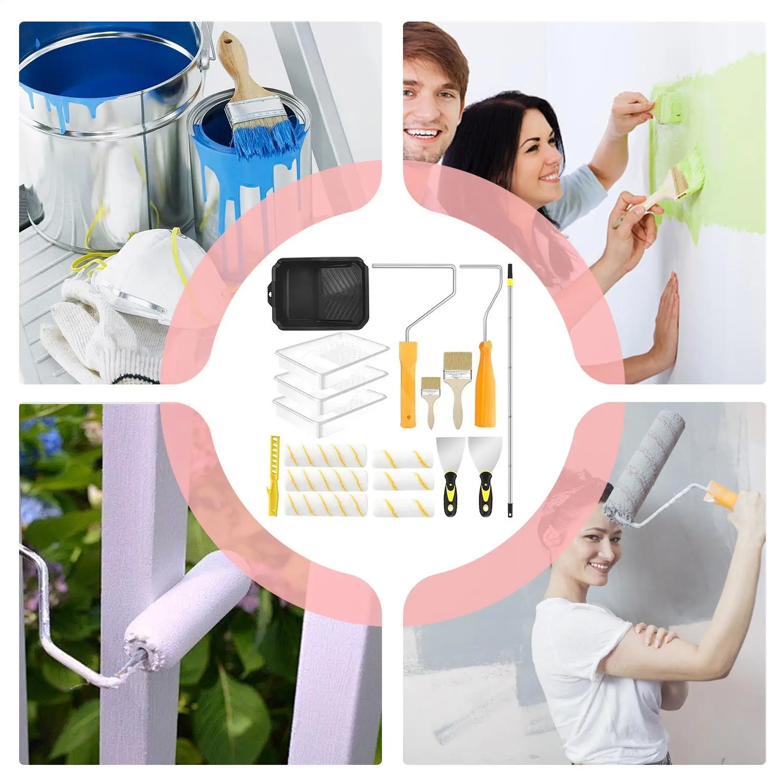 ペイントブラシローラー調整可能な塗装ローラー延長ポールハウスプロジェクトリフォームアクセサリー装飾工芸品