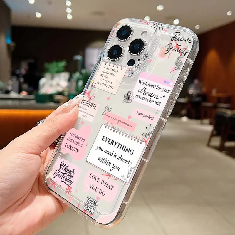 Slogan Pattern Simple Thickened Anti-Fall Phone Case For iPhoner 17 16 Pro Max Cases iPhone 15 14 13 12 11 XS 7 8 Plus 16e Cover - Image 5