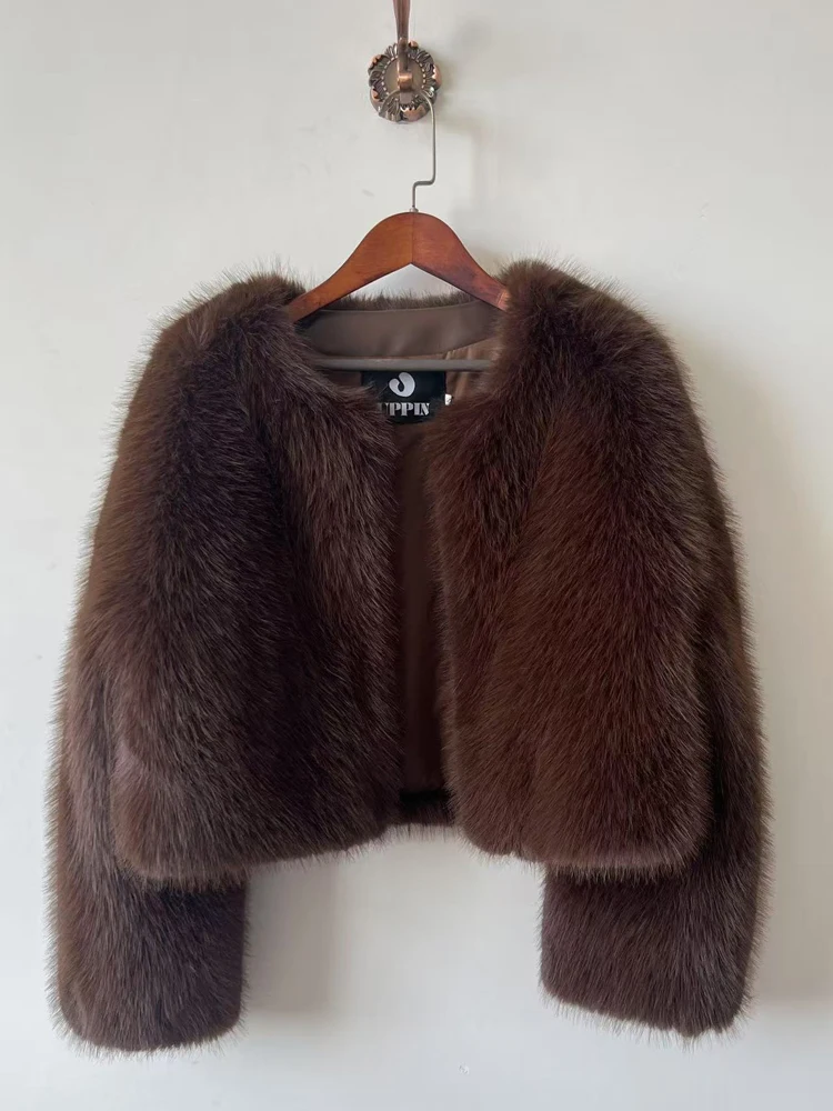 بيع الخريف الشتاء رقيق الثعلب الفراء سترة المرأة سميكة الدافئة فو الفراء سترة قصيرة الشارع الأزياء الفاخرة أفخم #6