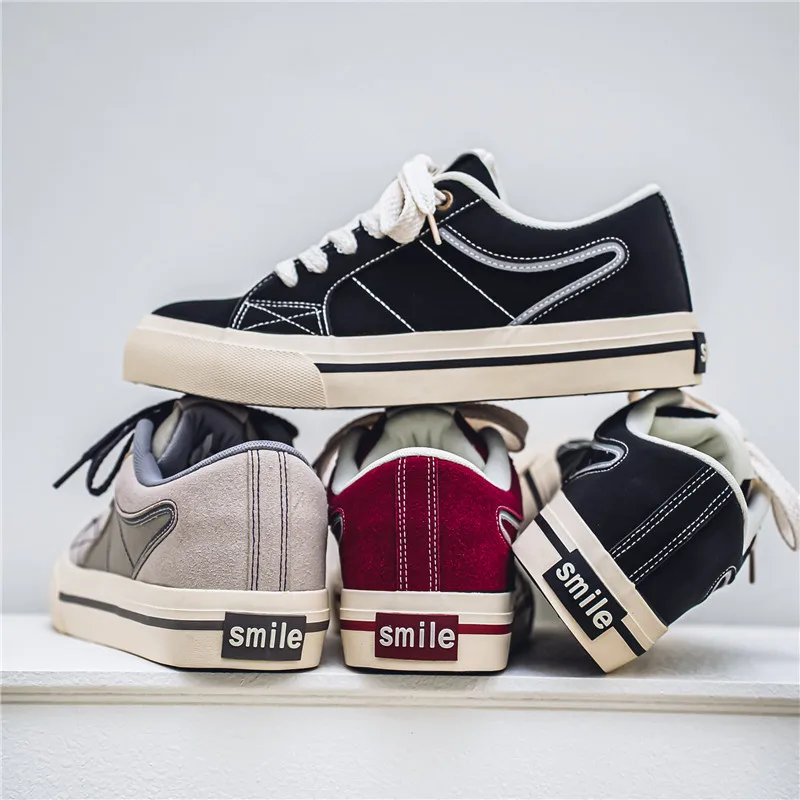 

DAWSRi Men Canvas Shoes Non-Slip Design Trendy Big Shoelaces Thick Vulcanized Outsole Classic Style Anti-Collision Toe Multiple