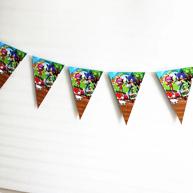 Sonic Banner the Hedgehog Toys Party Streamers Happy Birthday Party Favors Tło Baby Shower Supplies Kids Boys Gifts Toys