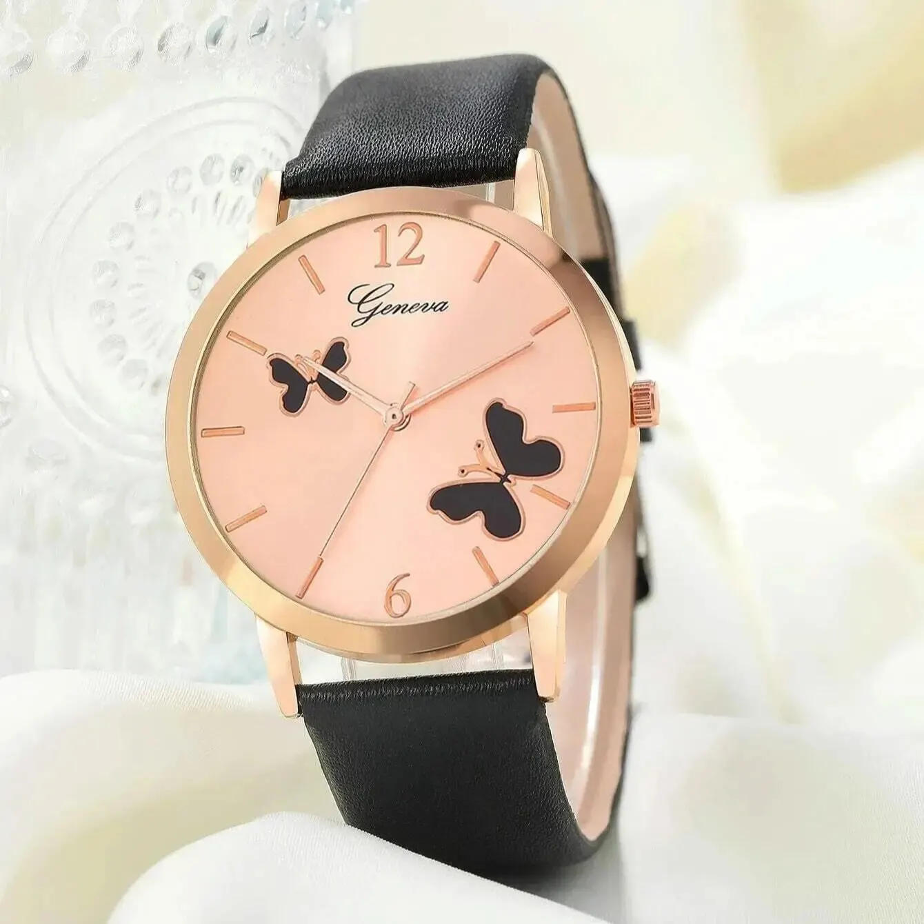 Six-piece High-end Leather Disc Cute Watch Set For Girls