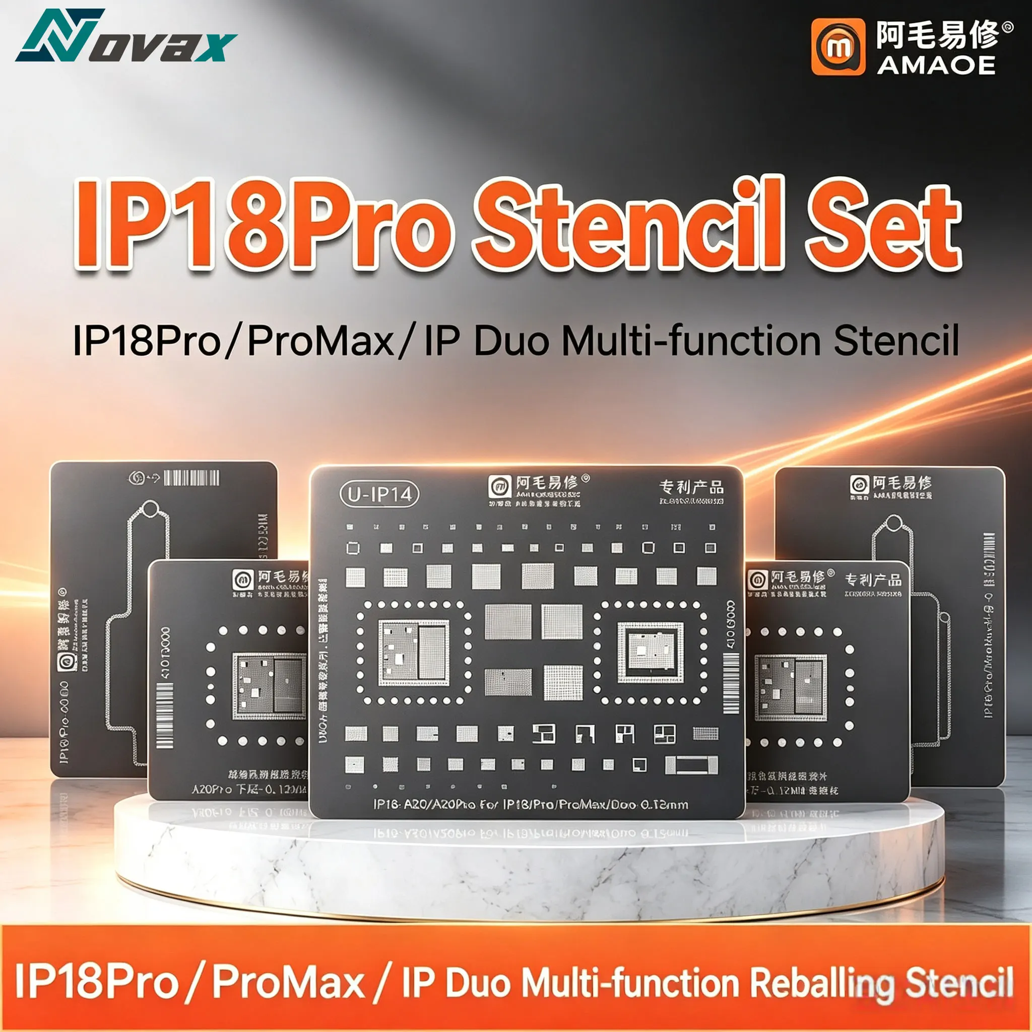 Amaoe BGA Heavy Ball Template Suitable for iPhone 18 18Pro MAX A20 Duo Motherboard Mid Layer Tin Mesh Set