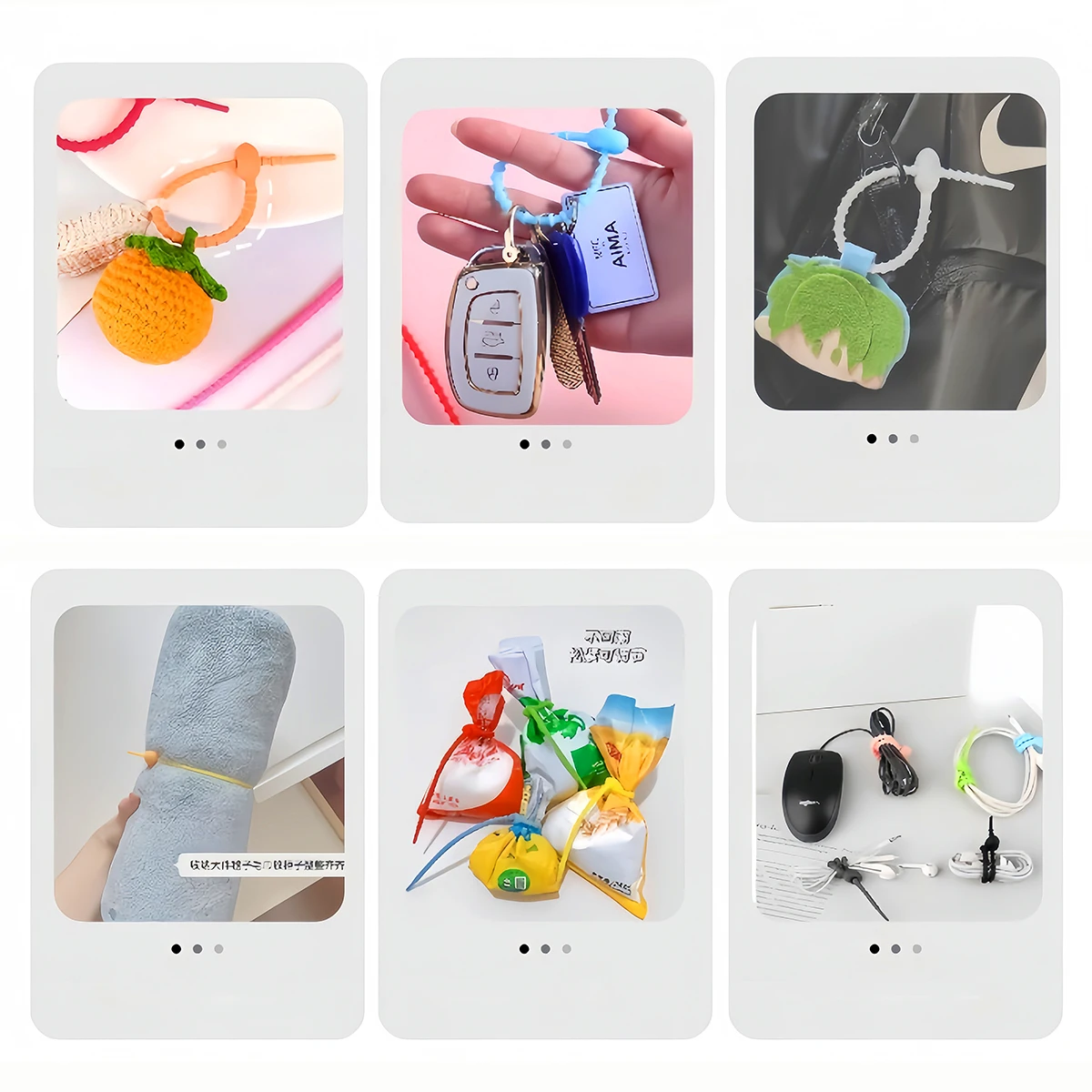 5/10PCS Silicone Reusable Bag Ties Twist Wire Fasten Cable Zip Tie for Headset Data Line Pendant Adjustable Soft Universal Tie view 5